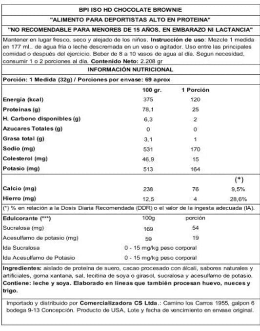 Proteína BPI ISO HD 4.9 LB - Chocolate Brownie