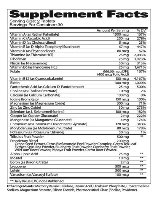 MEN'S MULTI+TEST – Multivitamínico + Soporte de Testosterona (60 Tabs / 30 Servicios)
