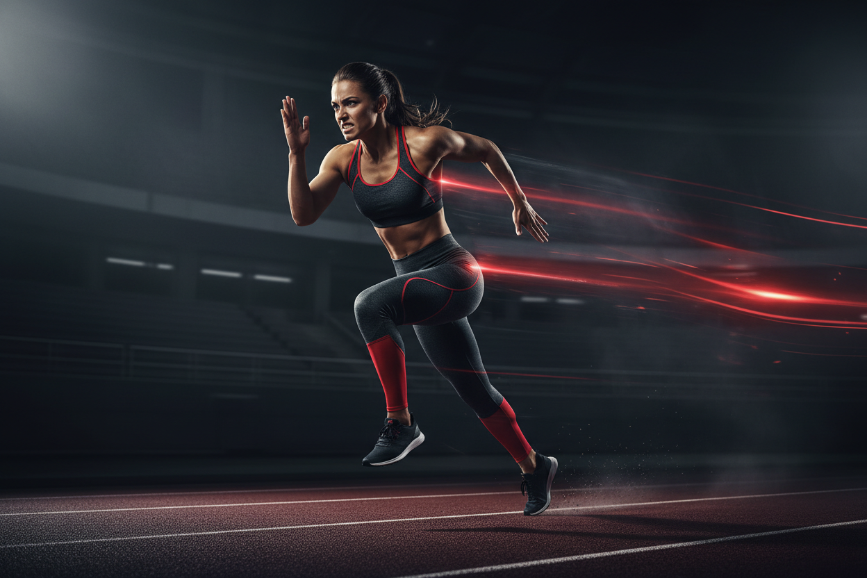 Atleta femenina en sprint sin texto